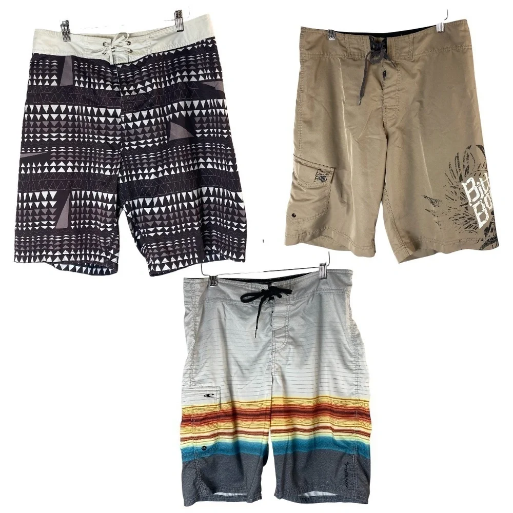 BILLABONG SPEEDO O’NEIL - Set of 3 Board Shorts Trunks Drawstring in Size M/32